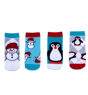 Kids Cabin Socks - Snowman/Penguin Small