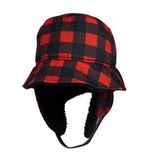 Winter Bucket Hat - Red Buffalo Check 2-4Y