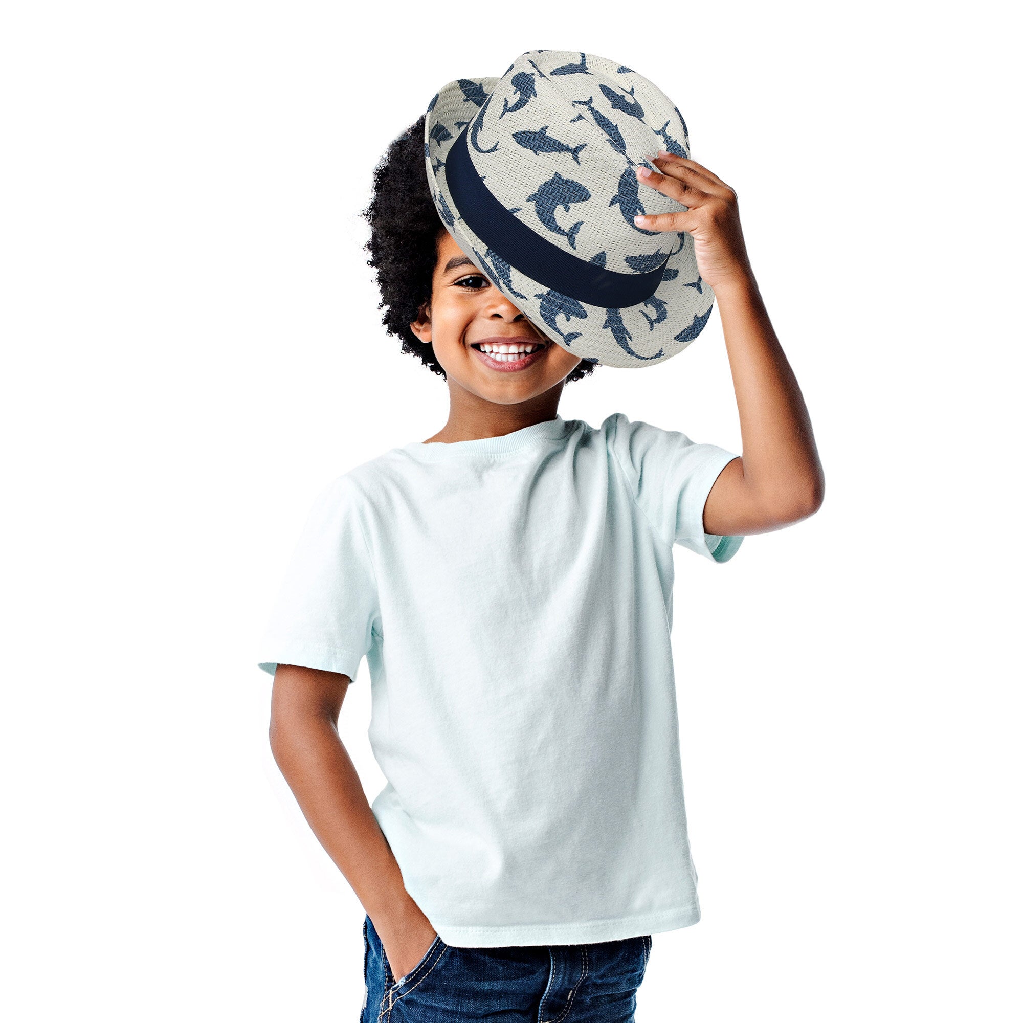 Kids' Fedora Hat - Shark Large - straw 