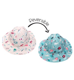 Kids UPF50+ Patterned Sun Hat - Pink Zoo X-Small