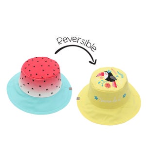 Kids' UPF50+ Sun Hat - Watermelon/Toucan Small