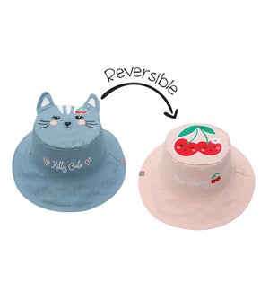 Kids' UPF50+ Sun Hat - Cat/Cherry Small