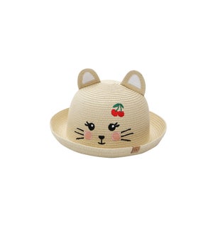 Kids' UPF50+ Straw Hat - Cat Medium