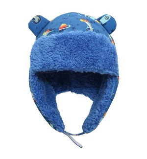 Water Repellent Trapper Hat - Dino Blue 6-24M