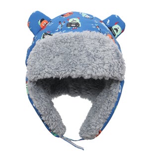 Water Repellent Trapper Hat - Monsters Blue 6-24M