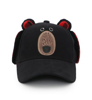 3D Caps with Earflaps - Black Bear 2-4Y