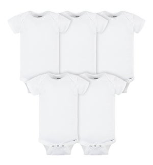 Gerber® 5-Pack Baby Neutral White Short Sleeve Onesies® Bodysuits 0-3M
