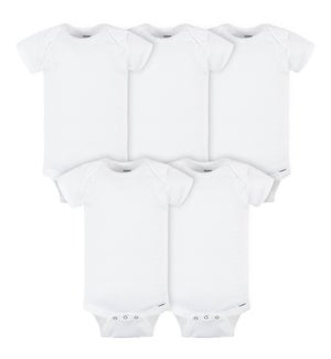 Gerber® 5-Pack Baby Neutral White Short Sleeve Onesies® Bodysuits 3-6M