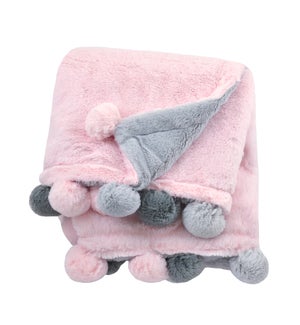 Just Born Cuddle Plush Pink Pom Pom Blanket
