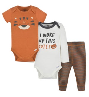3-Piece Baby Boys Tiger Onesies® Bodysuits and Pant-Tiger-Prepack of 6