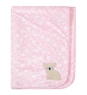 Just Born 1-Pack Baby Girls Floral Koala Plush Blanket