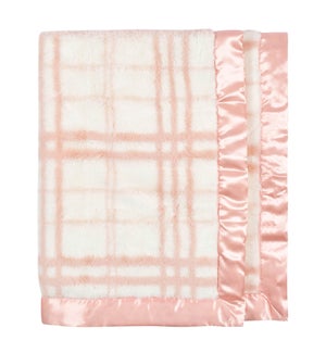 Just Born Baby Girls Pink Plaid Plush Blanket