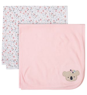 Just Born 2-Pack Baby Girls Floral Koala Thermal Blankets