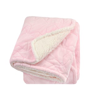 Just Born Baby Girls Pink Stars Plush Blanket