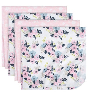 Just Born 4-Pack Baby Girls Floral Flannel Blankets