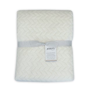 Jacquard Flannel Blanket - Cream