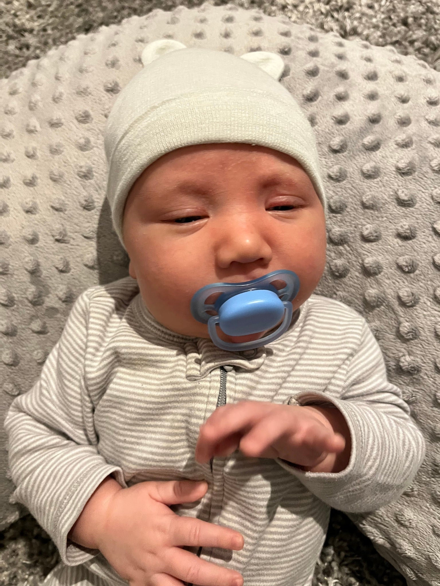 white newborn hat with ears