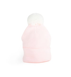Newborn Hat - Single Pompom - Pink