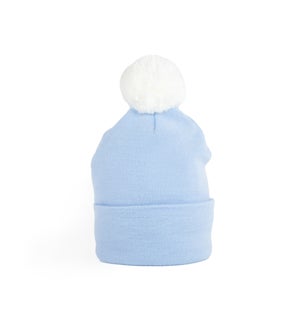 Newborn Hat - Single Pompom - Blue
