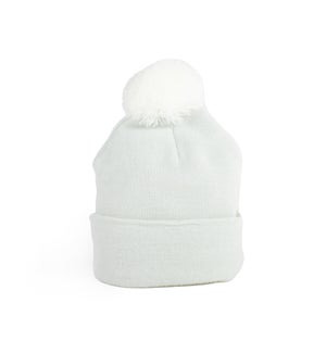 Newborn Hat - Single Pompom - Grey