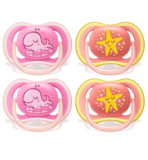 Ultra Air Pacifier 6-18m, whale/starfish, 4 pack