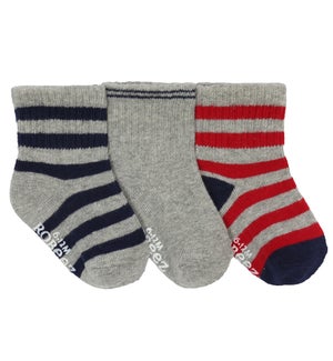 Socks - Daily Dave Red/Grey/Black 3pk 6-12mths