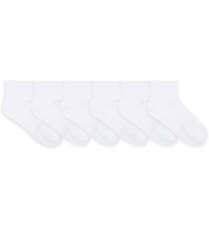 F21 - 6 Pack Kids Socks - Solid QTR White - 5-6.5 5-6.5