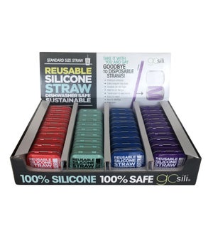Silikids - Large Tin Single Reusable Straws POP 40 units