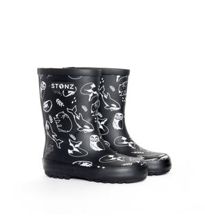 Rain Boots - Neo Stonz Print - Black - 4T 4T