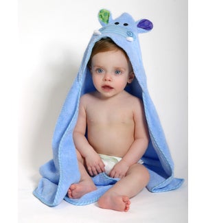 Baby Snow Terry Hooded Bath Towel - Henry Hippo 0-18M