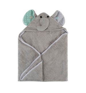 Baby Snow Terry Hooded Bath Towel - Elle Elephant 0-18M