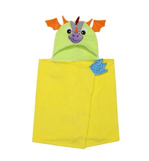 Kids Plush Terry Hooded Bath Towel - Drool Dragon 2Y+