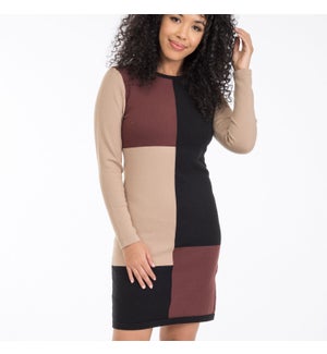 COLOR BLOCKED SWEATER DRESS