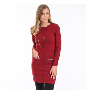 LONG SLEEVE SWEATER DRESS WITH POCKETS