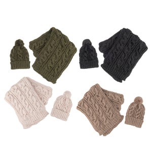 CABLE KNIT SCARF & HAT SET