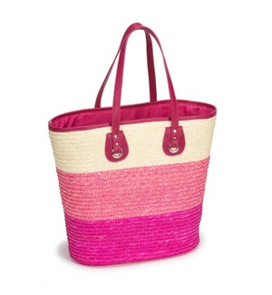 STRIPED WOVEN TOTE-PINK