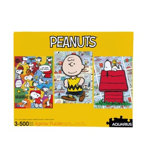 Peanuts 3 x 500 Piece Jigsaw Puzzle Set