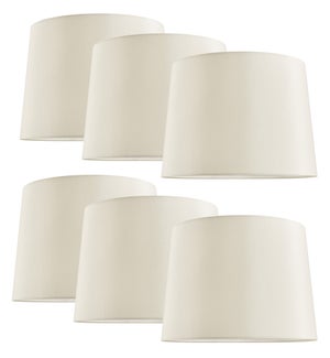 6-PACK IVORY LINEN DRUM LAMP SHADES - 13x15x10”H  