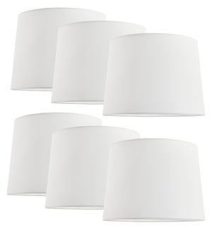6-PACK WHITE LINEN DRUM LAMP SHADES - 13x15x10”H  