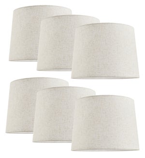 6-PACK OATMEAL LINEN DRUM LAMP SHADES - 14x16x12”H  