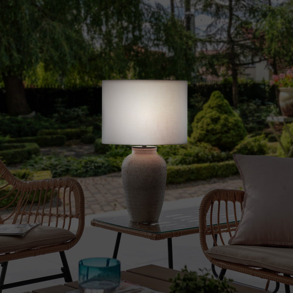 Cement Outdoor Cordless Table Lamp with Rechargeable Bulb