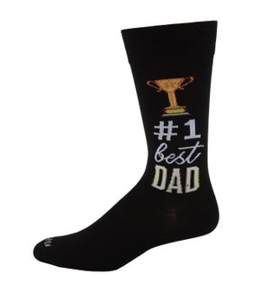 "#1 Dad Men's Bamboo Blend Crew Sock, Black, 10-13"