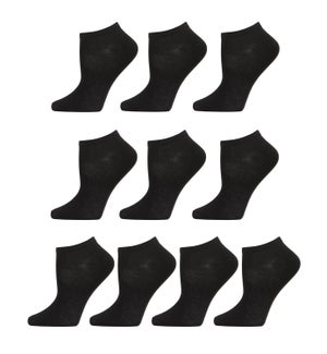 "10 Pairs Women's Basic Solid Low Cut Socks, Black, 9-11"