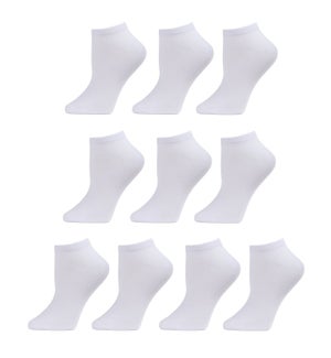 "10 Pairs Women's Basic Solid Low Cut Socks, White, 9-11"