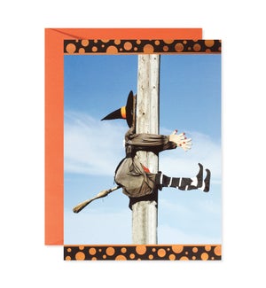 Witch Crashed into Pole Greeting Card