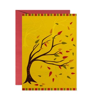 Tree in Wind Swirls Greeting Card