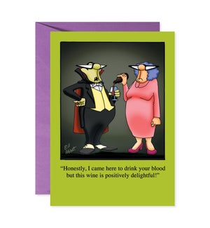 Dracula Drinking Wine Greeting Card