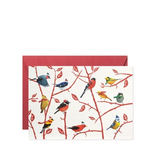 Birds on Branches with Hats Greeting Card