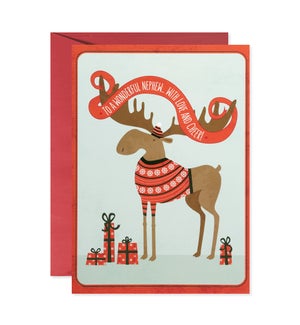Moose with Red Banner Greeting Card