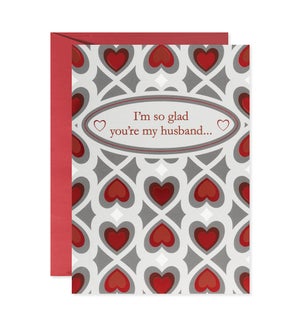 Gray and Red Heart Pattern Greeting Card